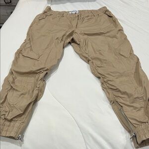 10 Crosby Derek Lam Tan Joggers with Zipper Accents